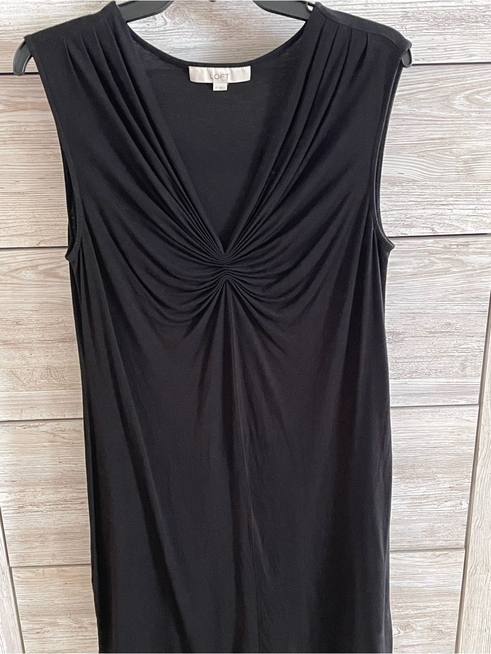 Ann Taylor Loft black sleeveless shift dress rayon medium summer flowy light!